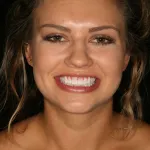 Young woman smiling after image